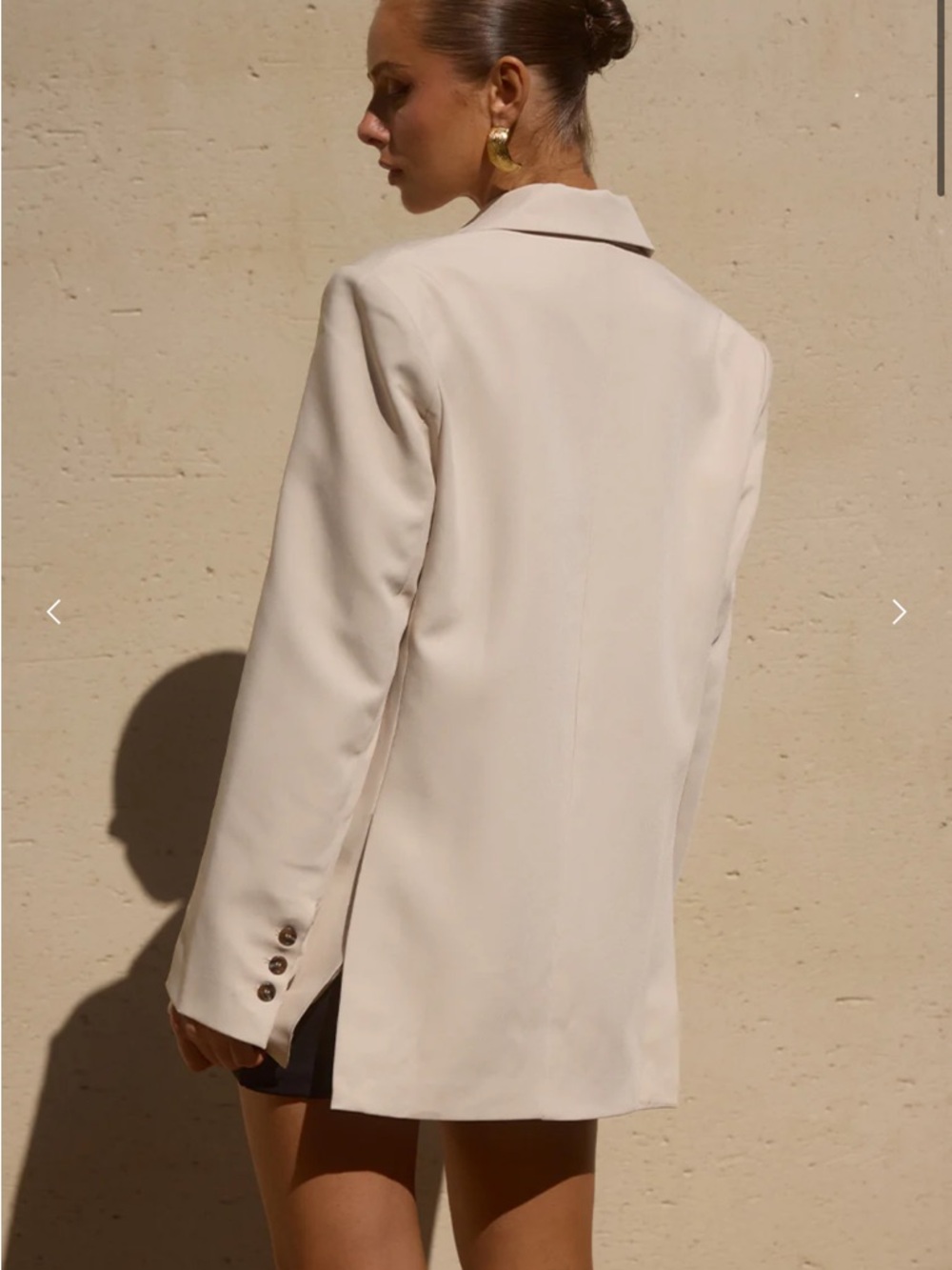 Elegant Cream Relaxed-Fit Blazer Jacket - Picture 6 of 6